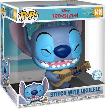 Велика фігурка Фанко Поп Стіч з укулеле 25 см Funko Pop! Jumbo Stitch 76786 76786 фото